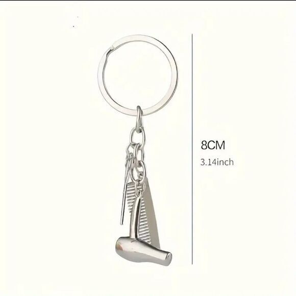 Stylish Hairdressing Keychain with Scissors, Dryer,and Comb Accessories - Picture 3 of 4